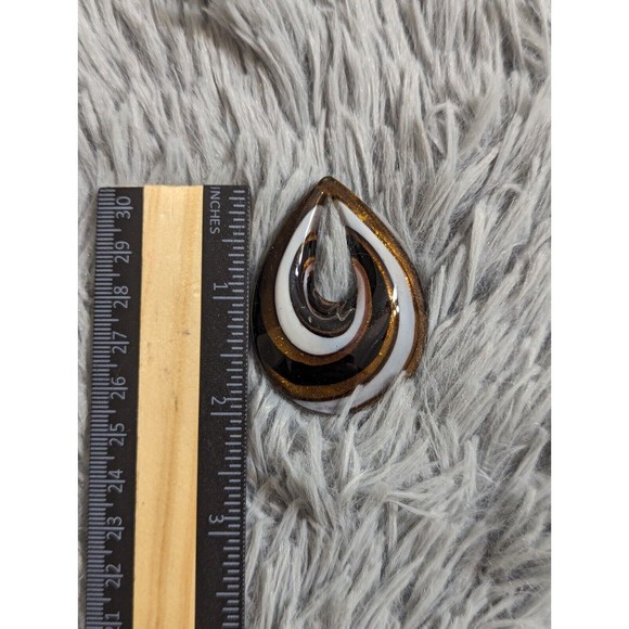 Art Glass Oval Shaped Pendant Choker Brown White Jewelry Artisan Murano Style - Picture 6 of 7